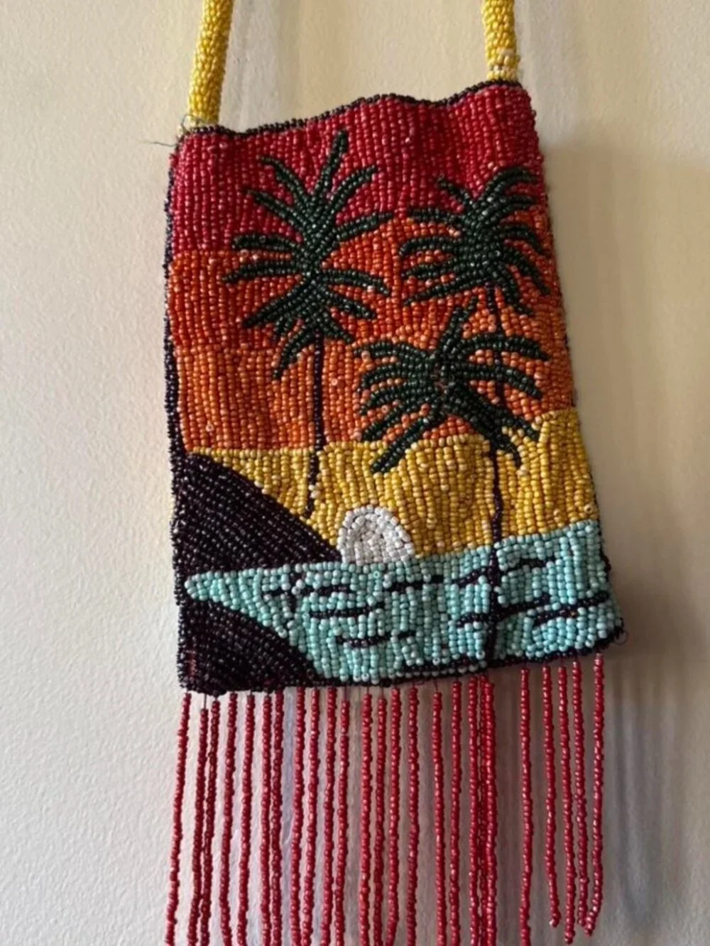 Urban Outfitters Beaded Sunset Palm Crossbody Bag New